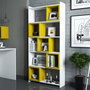 Hanah Home Estantería Bohemia con Estantes Reubicables Blanco y Amarillo